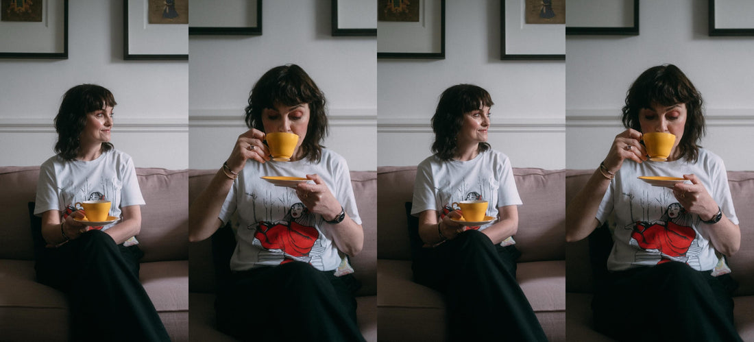 Jo Leversuch drinking tea