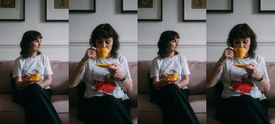 Jo Leversuch drinking tea