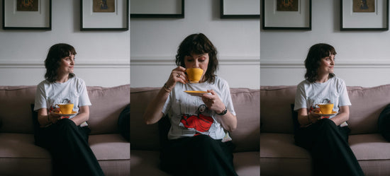 Jo Leversuch drinking tea