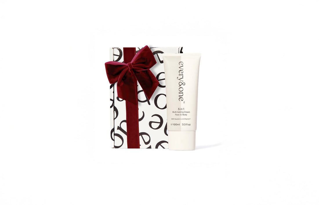 every&one 5 in 1 multi tasking cream wrapped in red ribbon
